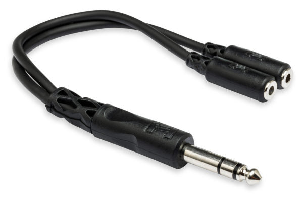 Y Cable, 1/4 in TRS to Dual 3.5 mm TRSF