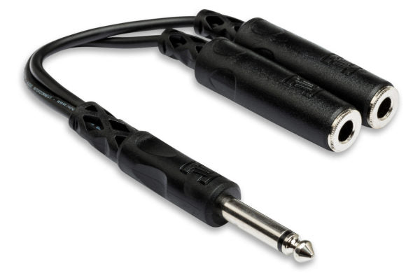 Y Cable, 1/4 in TS to Dual 1/4 in TSF