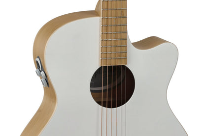 Applause Jump OM Cutway Electric, Blank Canvas Satin White - view 6