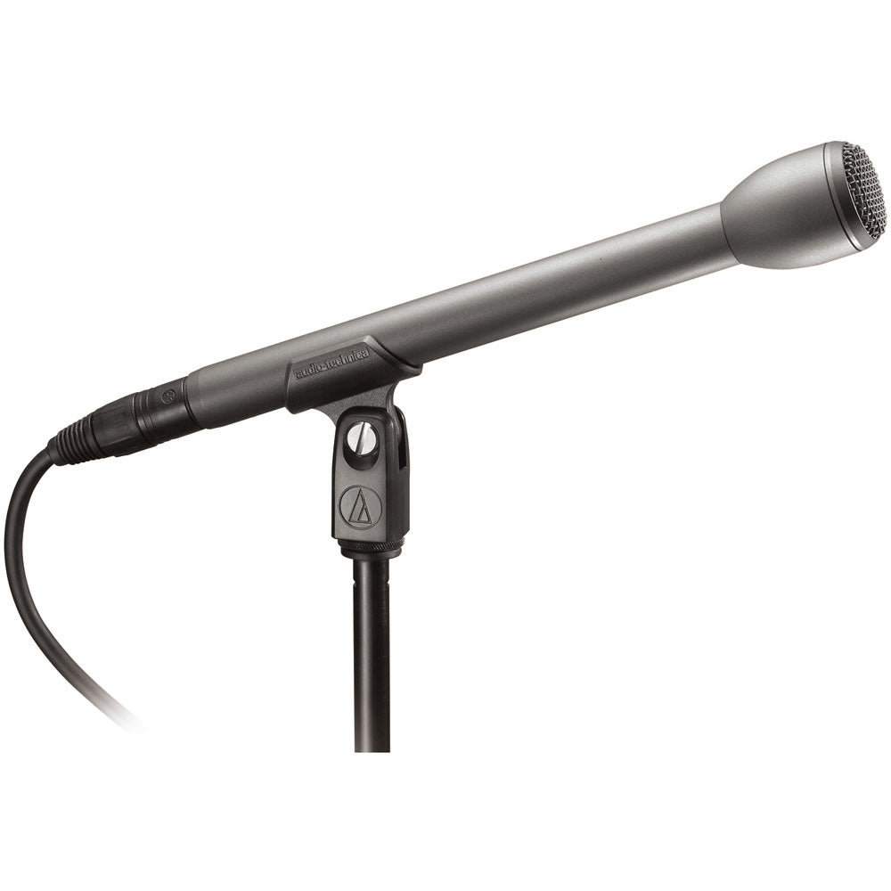 Audio Technica Omnidirectional dynamic handheld interview microphone with extended handle, 9.43"