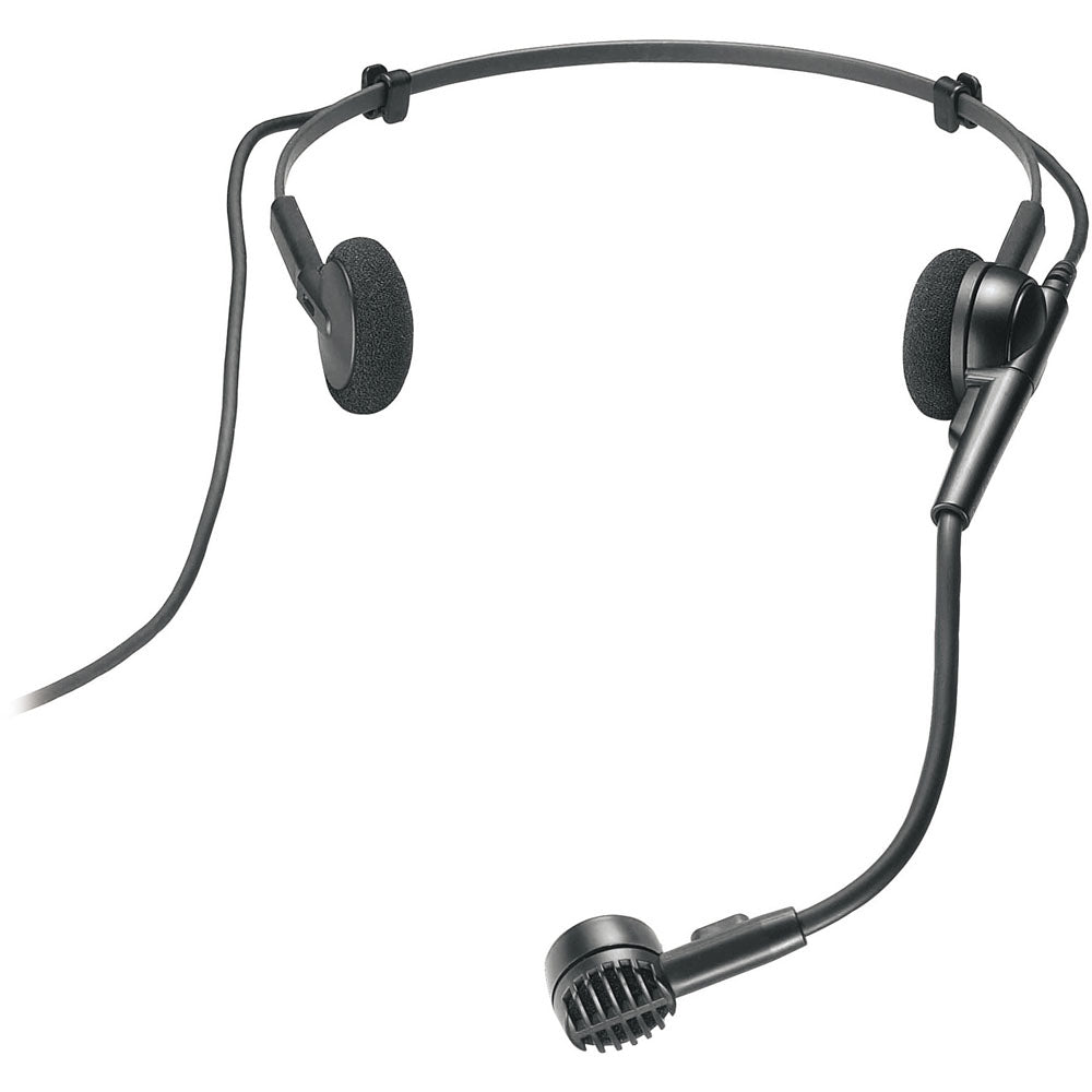 Audio Technica Cardioid condenser headworn microphone with 55" cable terminated with locking 4-p