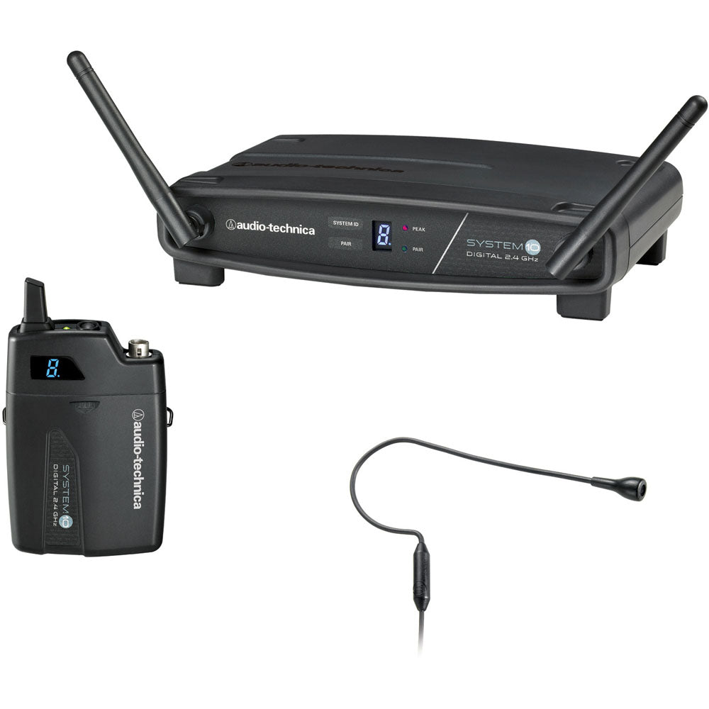 Audio Technica System 10 Digital Wireless System includes: ATW-R1100 receiver and ATW-T1001 UniP