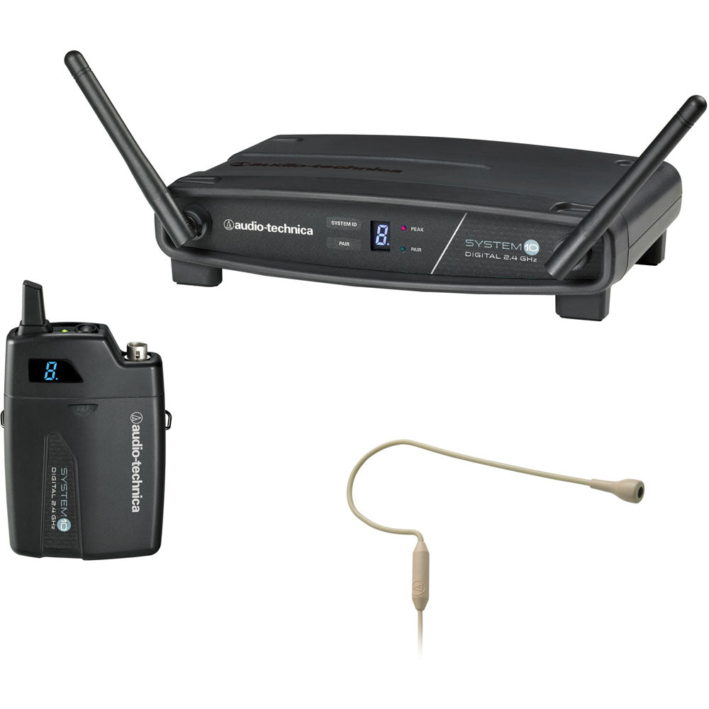 Audio Technica System 10 Digital Wireless System includes: ATW-R1100 receiver and ATW-T1001 UniP