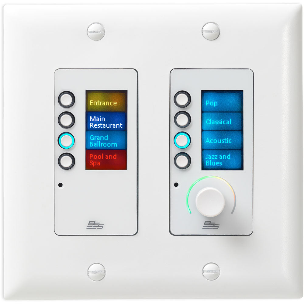 BSS EC-8BV-WHT-US Ethernet Ctrlr w/ 8 Btns & Volume (White)