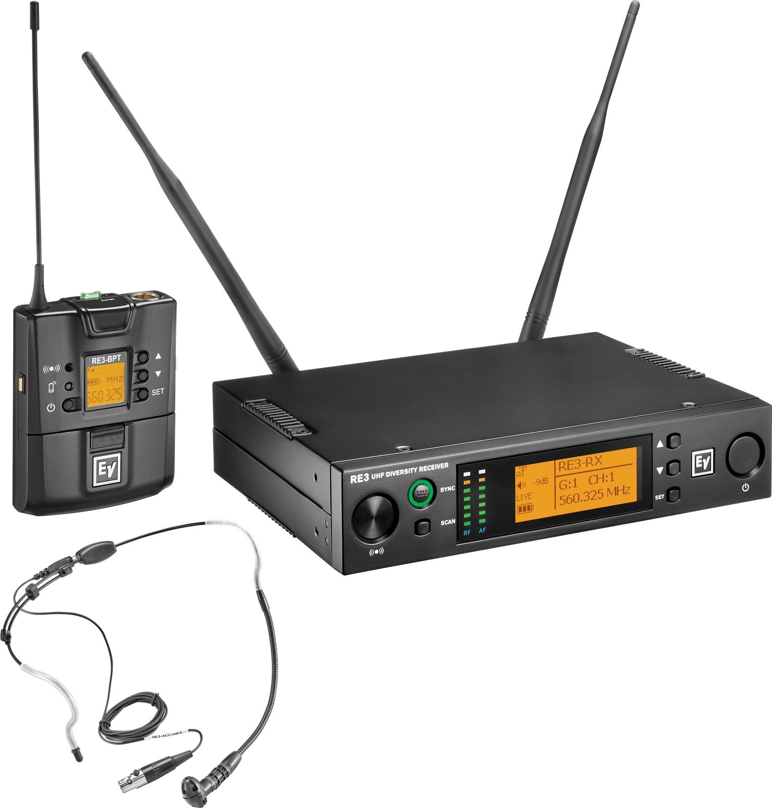 Electro-Voice RE3-BPHW-5L Bodypack Set, Headworn Mic 488-524 MHz