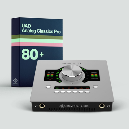 Universal Audio Apollo Twin X with UAD Analog Classics Pro 80+ plug-in bundle box