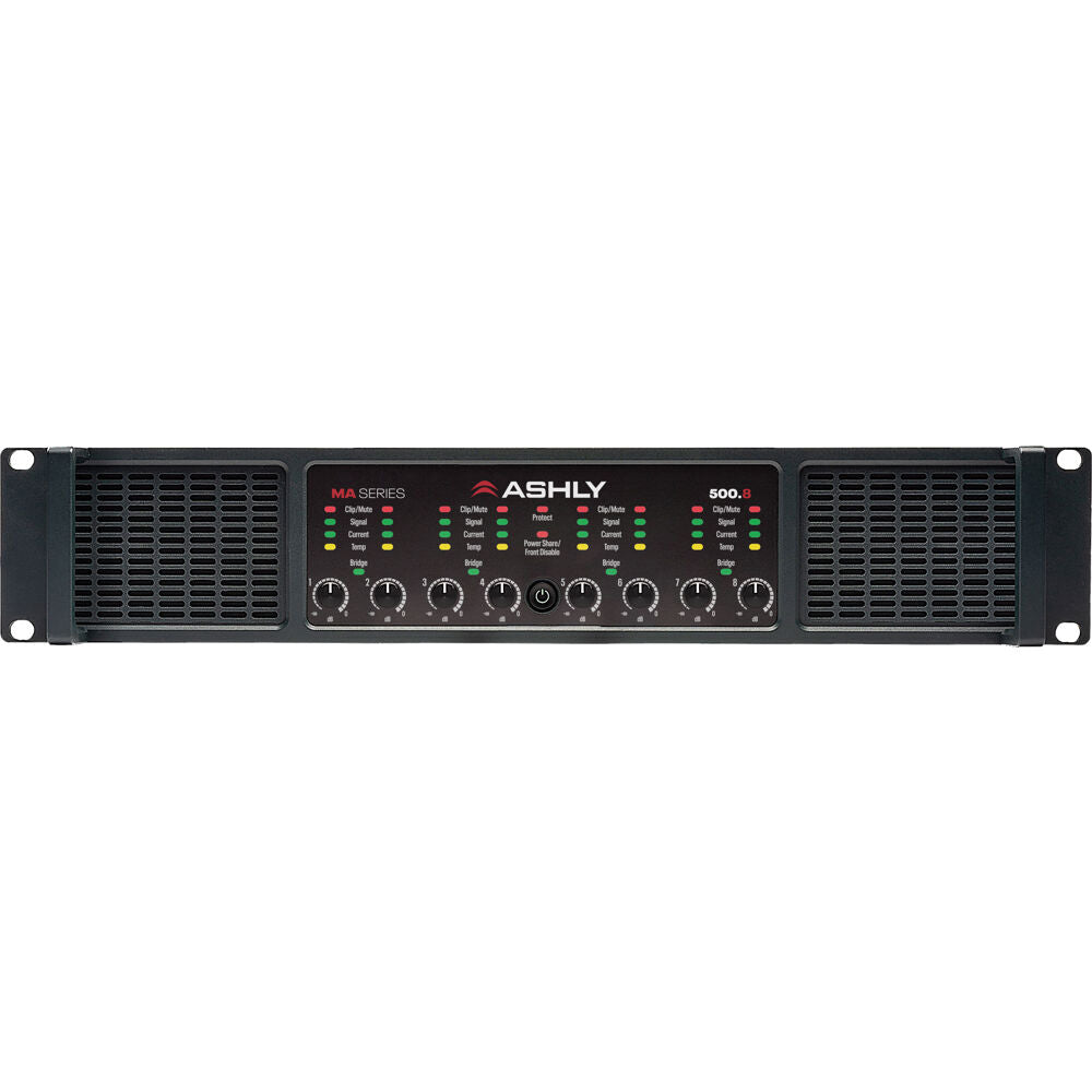 ASHLY 8-Channel Multi-Mode Power Amplifier, 8x500W at 2/4/8 Ohms and 70V/25V