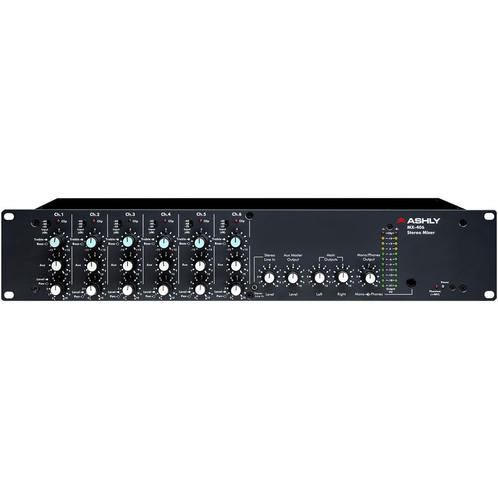 ASHLY Mixer 6 Input Mic/Line with EQ, 2U