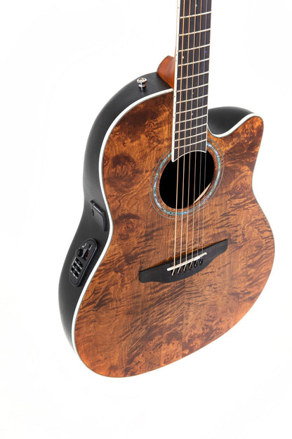 Ovation Celebrity Traditional Plus E-Acoustic Guitar CS24P-NBM, Nutmeg Burled Maple - view 4