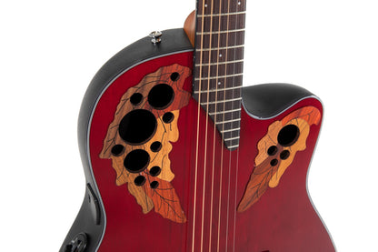 Ovation Celebrity Elite E-Acoustic Guitar CE44-RR, Ruby Red - view 6