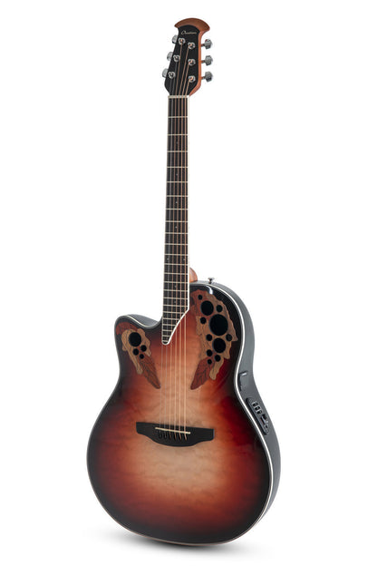 Ovation Celebrity Elite Plus E-Acoustic Guitar CE44LX-1R, Ruby Burst, Lefty - view 1