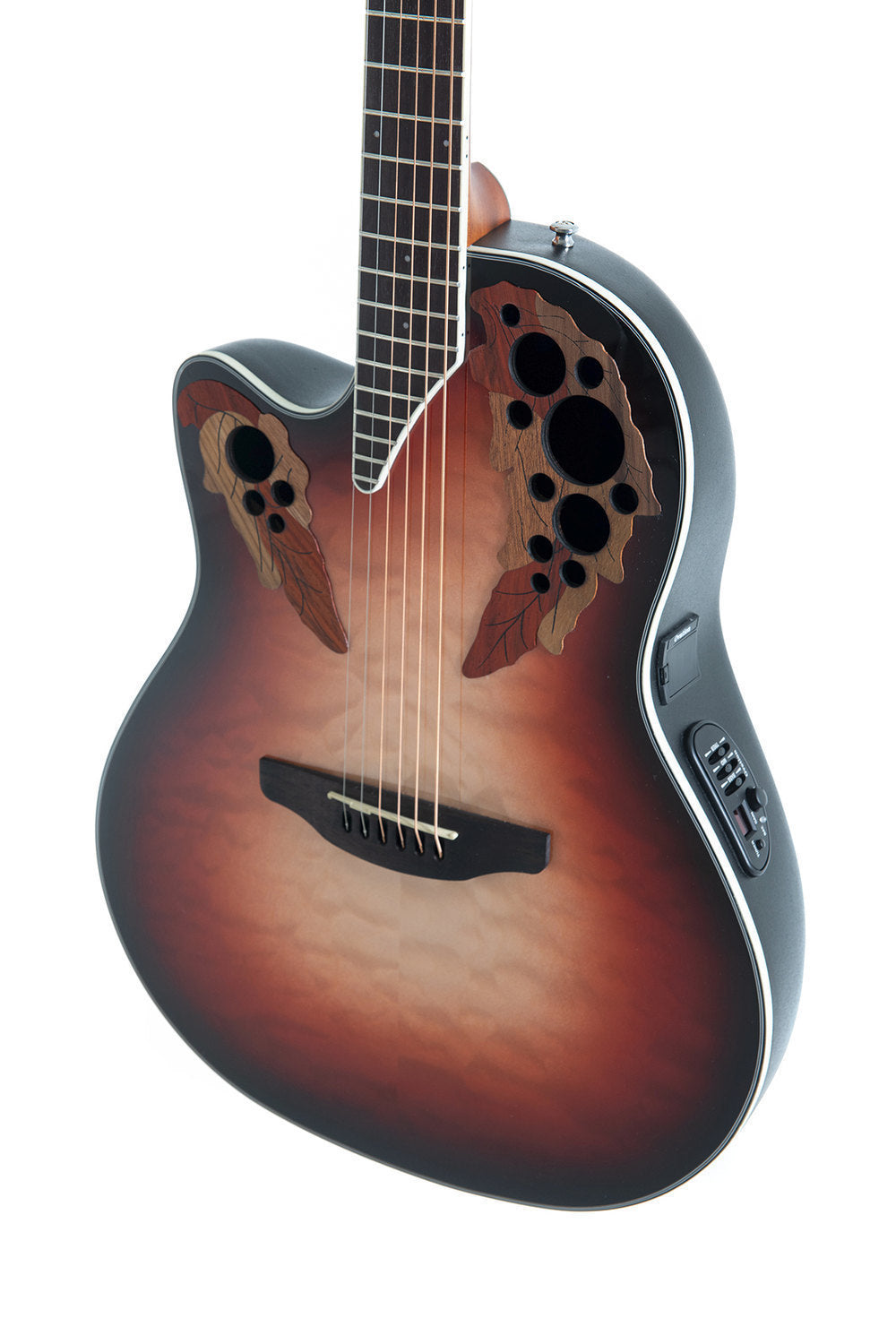 Ovation Celebrity Elite Plus E-Acoustic Guitar CE44LX-1R, Ruby Burst, Lefty - view 4