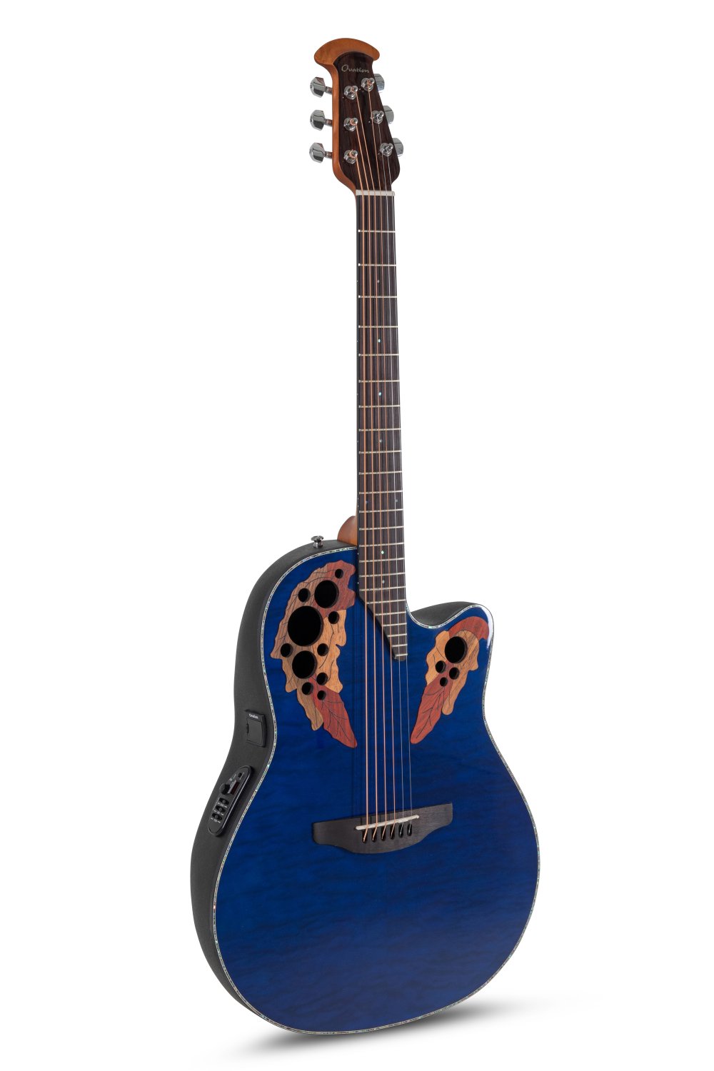 Ovation Celebrity Elite Plus E-Acoustic Guitar CE44P-8TQ, Blue Transparent Quilt - view 1