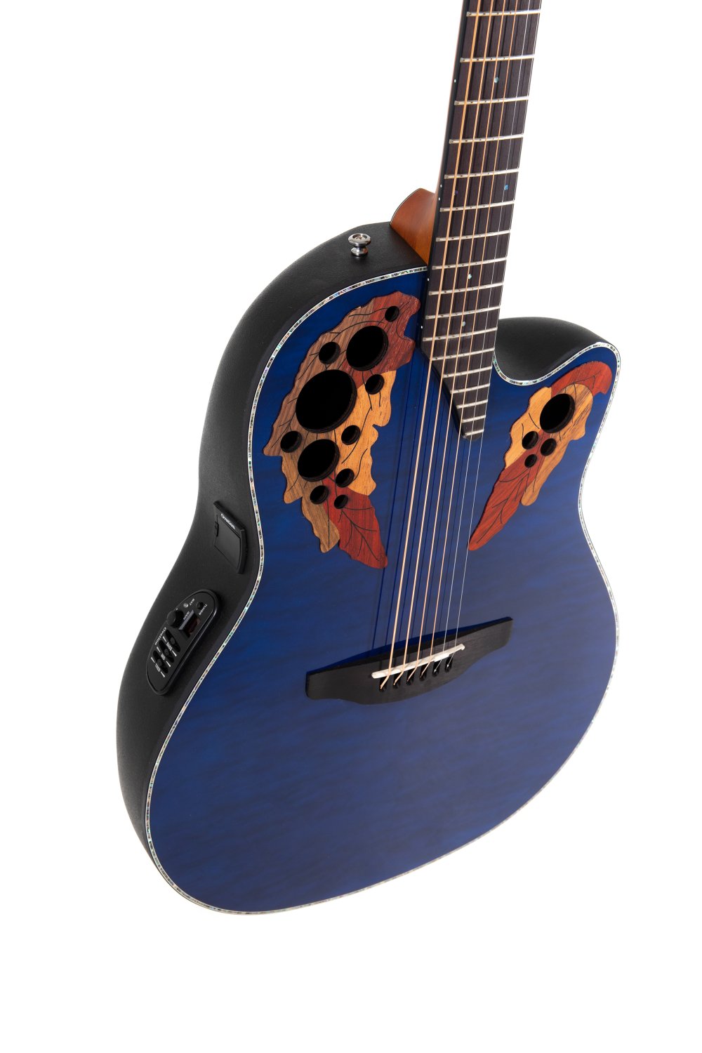 Ovation Celebrity Elite Plus E-Acoustic Guitar CE44P-8TQ, Blue Transparent Quilt - view 4