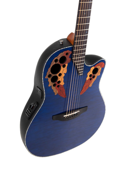 Ovation Celebrity Elite Plus E-Acoustic Guitar CE44P-8TQ, Blue Transparent Quilt - view 4