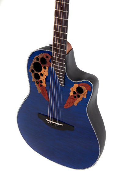 Ovation Celebrity Elite Plus E-Acoustic Guitar CE44P-8TQ, Blue Transparent Quilt - view 5