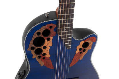 Ovation Celebrity Elite Plus E-Acoustic Guitar CE44P-8TQ, Blue Transparent Quilt - view 6