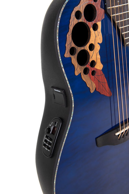 Ovation Celebrity Elite Plus E-Acoustic Guitar CE44P-8TQ, Blue Transparent Quilt - view 8