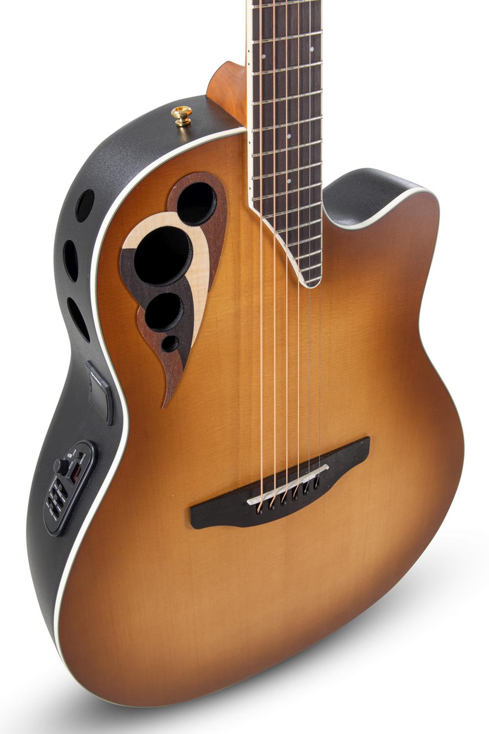 Ovation Celebrity Deluxe E-Acoustic Guitar CDX40-PB-G, Vintage Peach Burst Satin - view 4