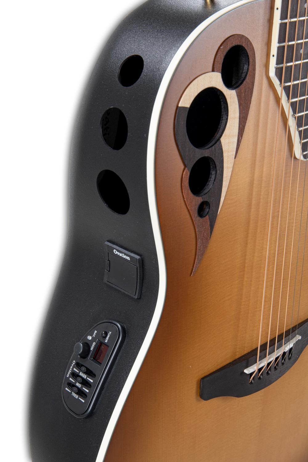 Ovation Celebrity Deluxe E-Acoustic Guitar CDX40-PB-G, Vintage Peach Burst Satin - view 8