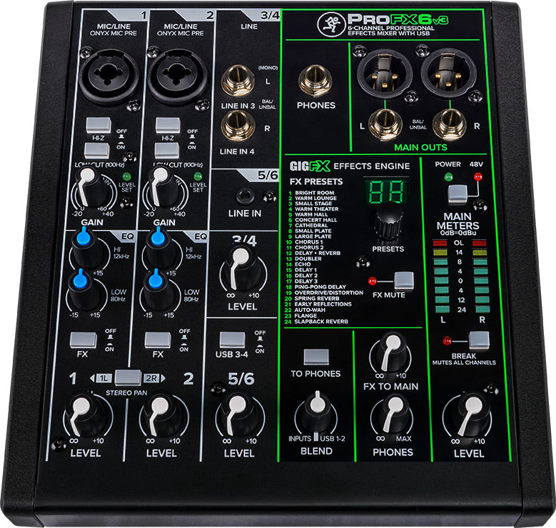 Mackie PROFX6-V3 Mixer. 6 Channel