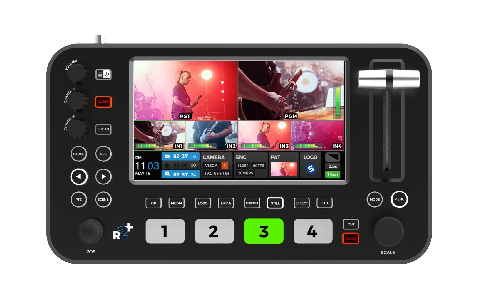 Sprolink NeoLIVE R2 Plus portable video switcher with 5.5 inch screen and joystick