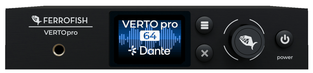 Ferrofish VERTOpro 64 front panel with color display